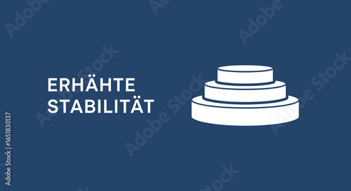 Erhöhte Stabilität, Konzept für Sicherheit und eine solide Basis. Vektorgrafik mit einem Symbol für ein stabiles Fundament.