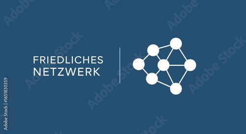 FRIEDLICHES NETZWERK. Logo für Gemeinschaft, Verbindung und Zusammenarbeit. Symbol für Frieden, Teamwork und soziale Kontakte.