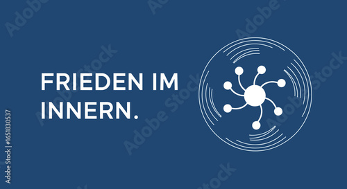 FRIEDEN IM INNERN. Konzept für inneren Frieden, Achtsamkeit und psychische Gesundheit mit Netzwerk-Symbol.