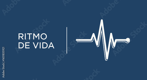 RITMO DE VIDA. Logotipo con electrocardiograma que simboliza el pulso del corazón, la salud y la vitalidad. Concepto de cardiología y bienestar.