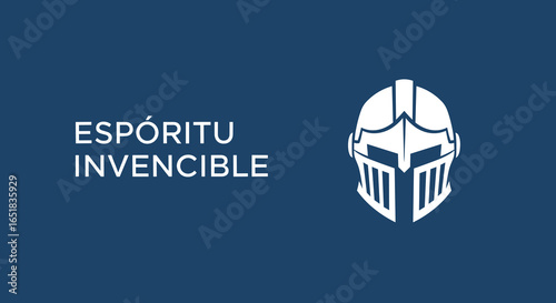 ESPÓRITU INVENCIBLE. Ilustración de un casco de caballero medieval. Símbolo de fuerza, coraje y resiliencia.