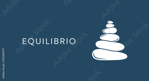 EQUILIBRIO. Logotipo con piedras apiladas en equilibrio. Concepto de zen, armonia, bienestar y meditacion.