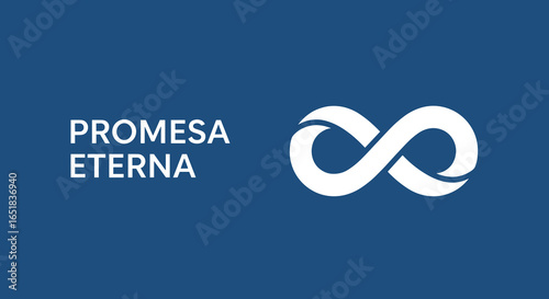 Promesa Eterna. Símbolo de infinito sobre fondo azul. Concepto de amor, compromiso, eternidad y lealtad para siempre.