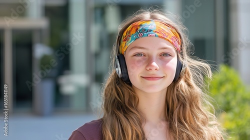 Modern Girl Listening to Music