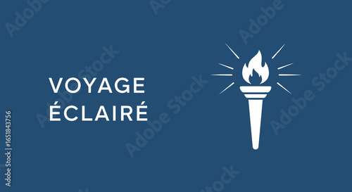 VOYAGE ÉCLAIRÉ. Concept de développement personnel et de connaissance avec une icône de torche allumée.