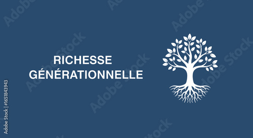 RICHESSE GÉNÉRATIONNELLE. Concept de patrimoine familial, héritage et transmission de la richesse. Arbre de vie avec racines, symbole de croissance et de stabilité financière.