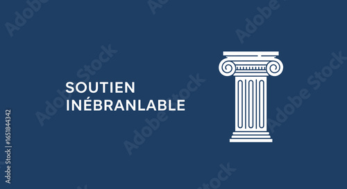 Soutien inébranlable. Concept de stabilité, force et fiabilité avec une icône de colonne classique sur fond bleu.