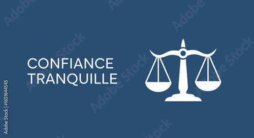 Confiance Tranquille. Symbole de la balance de la justice pour le droit, l'équité et le jugement. Concept de conseil juridique et de protection.