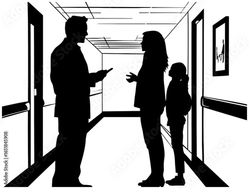 Silhouette of Principal Talking to a Student in Corridor