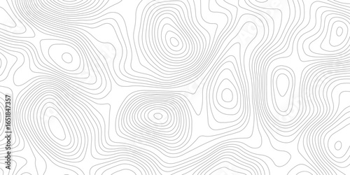 Abstract topography black and white stylized height contour seamless line pattern topographic map discovery area map design white background.	