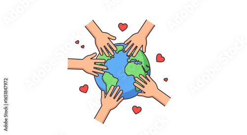 Global Unity and Environmental Care Hands Embracing the Earth with Love and Compassion for a Sustainable Future for All Generations