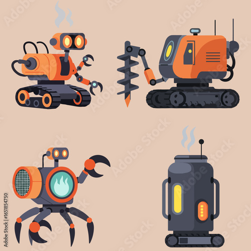 illustration vector graphic of geothermal energy robots
