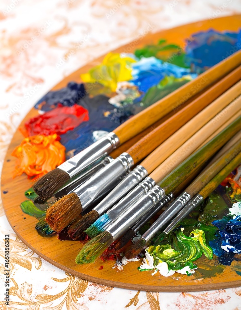 Fototapeta premium Artist's palette and brushes