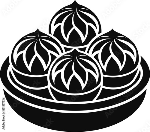 Bengali Sweet Icon Silhouette Traditional for Culinary and Cultural Designs Flat Vector Illustration