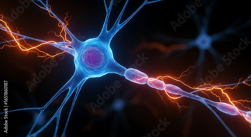 Detailed 3D Illustration of a Human Neuron
