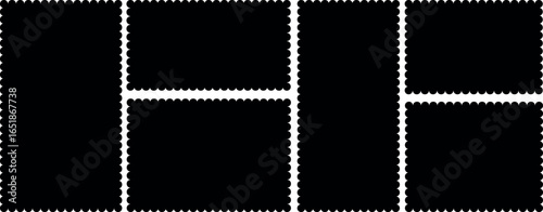 Zig zag Wavy Edge Rectangle, Scalloped edge seamless set. Geometric zig zag wavy stickers.  Simple scalloped border. Vector illustration isolated on white background.