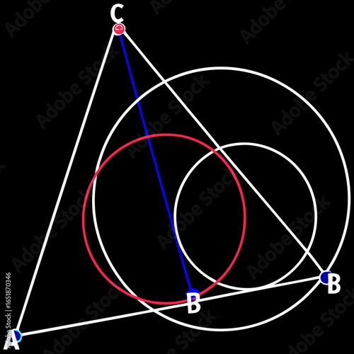 Triangle with Inscribed and Circumscribed Circles - Geometric Diagram Illustration

