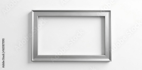 Sleek silver picture frame, isolated on white , artwork, reflection