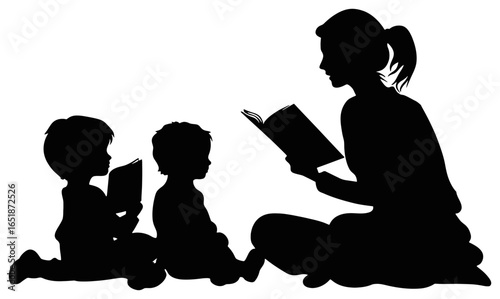 Storytime Magic: Silhouette Group Enchanted by Book