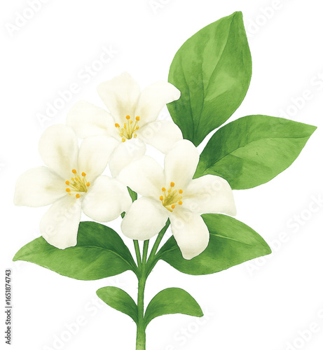 Watercolor Orange Jasmine