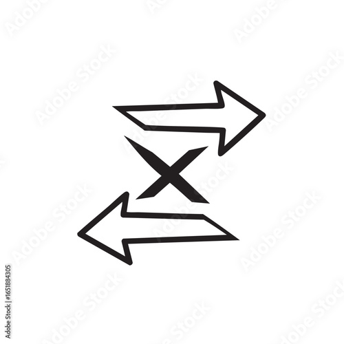 Conceptual Interchange Illustration with Arrows Pointing in Opposite Directions Representing a Switch or Exchange Mechanism