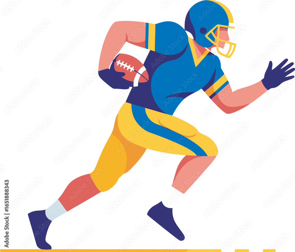Obraz premium A stylized illustration of an American football player running with the ball, wearing a helmet.