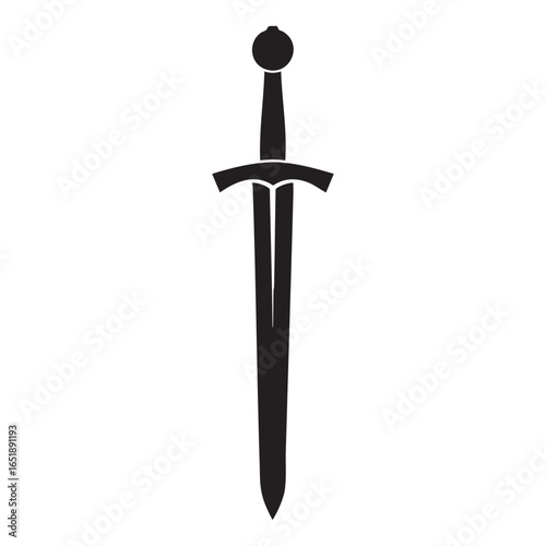 Elegant Sword Silhouette Symbol of Chivalry and Valor Isolated on White Background Emblem of a Hero