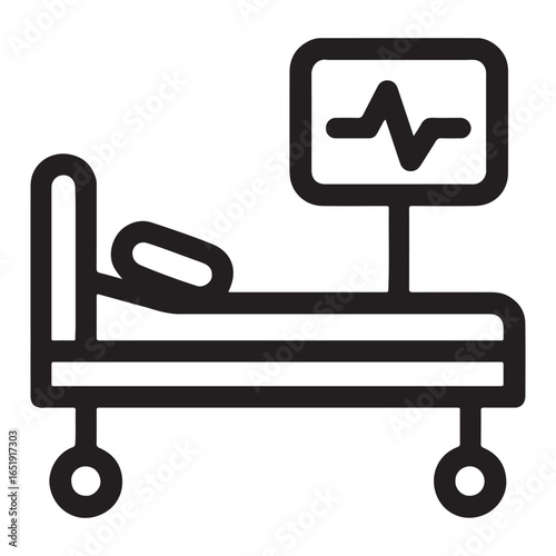 Hospital bed with vital signs monitor icon medical bed patient bed