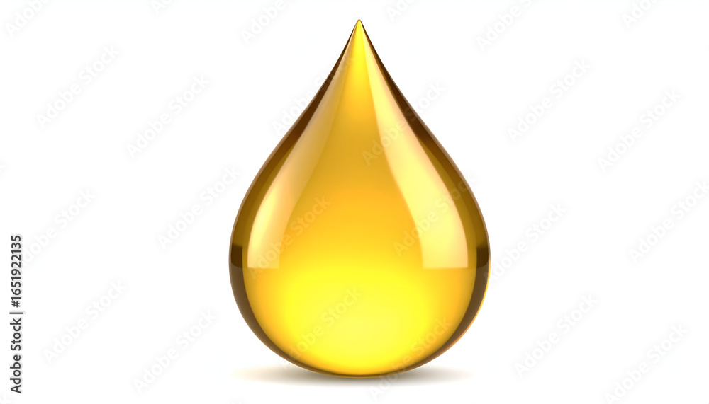 Isolated Golden Yellow Liquid Drop on White Background with Soft Lighting and Glossy Finish Isolated Golden Yellow Liquid Drop on White Background with Soft Lighting and Glossy Finish