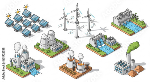 Renewable energy sources and power generation methods including solar wind hydroelectric and nuclear power plant