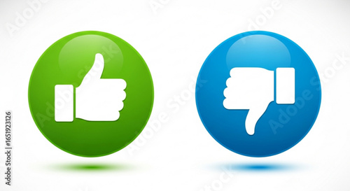 Thumbs up and thumbs down vector image for like dislike feedback rating and social media engagement icon set