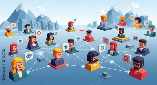 Illustration of social network connection people communication community global network online business relationship concept