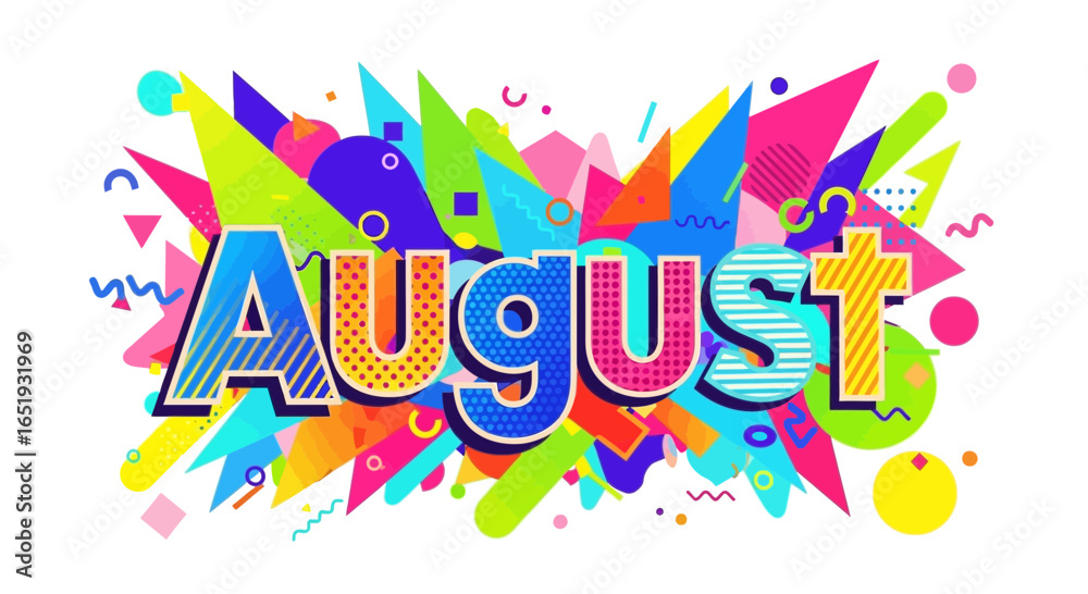Fototapeta premium Vibrant august design with playful geometric shapes and bright colors