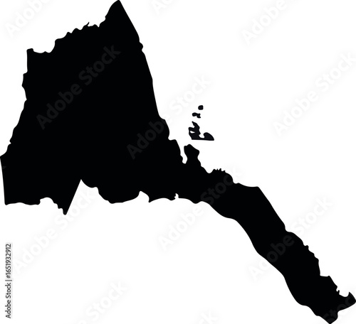 Eritrea black map icon, simple flat silhouette outline of the African country, isolated vector symbol for cartography, education, travel, and infographic design