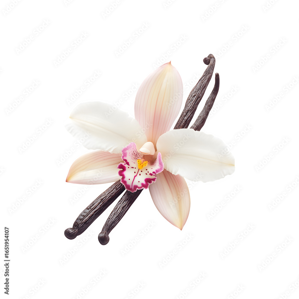 Naklejka premium A delicate orchid flower with soft petals and striking coloration