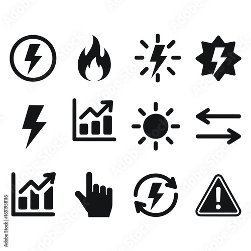 Energy and business icons electricity lightning
