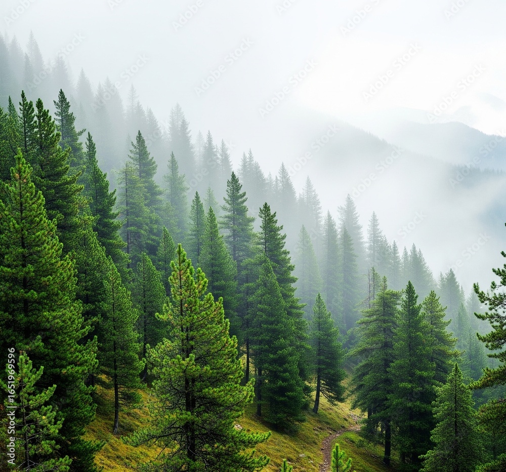 Obraz premium pine forest in the mountains