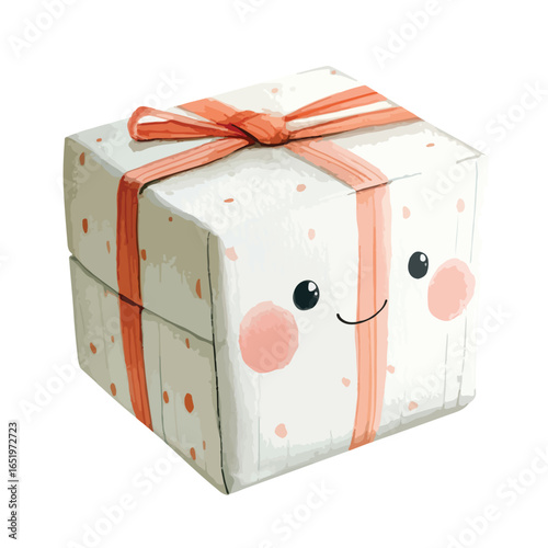 Cute Cartoon Gift Box with a Happy Expression