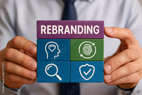 REBRANDING. Rebrand, Marketing, Management Concept. Brand Change. Rebranding Strategies for Business Transformation. Rebuilding marketing strategy