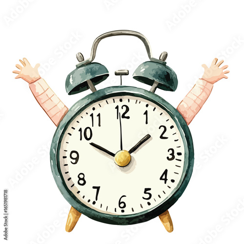 Enchanting Vintage Alarm Clock with Joyful Arms