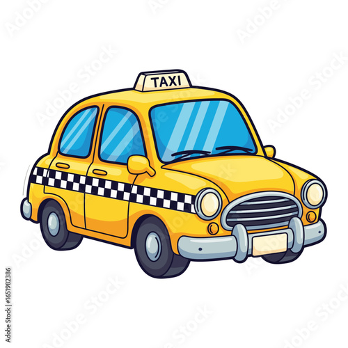 Cute Yellow Taxi Cab Cartoon Vector