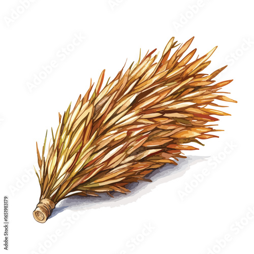 Golden wheat sheaf with watercolor texture and tightly bound base