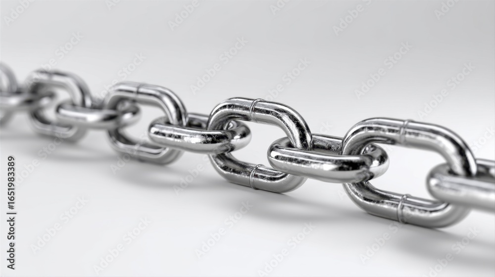 Fototapeta premium Polished Interlocked Metal Chain with Smooth Borders and Strips