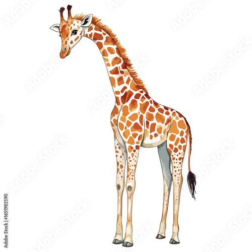 Graceful Giraffe with Distinctive Coat Pattern and Elegant Stance Isolated