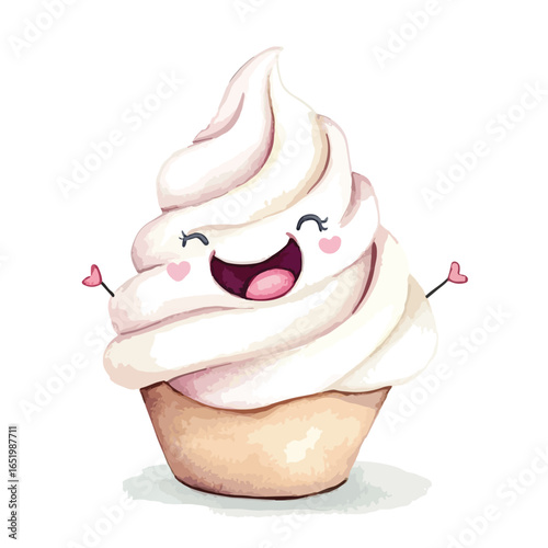 Joyful Whipped Cream Cupcake with Tiny Hearts