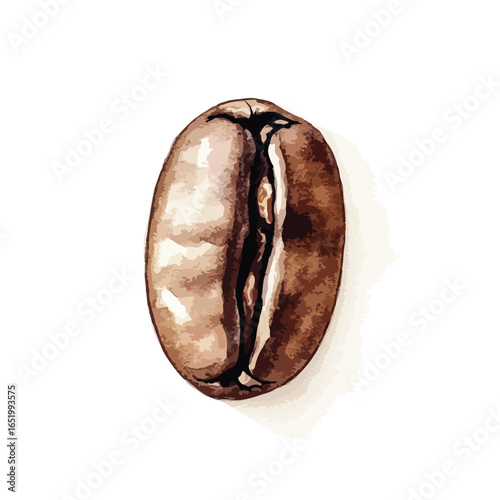 Single Coffee Bean with Detailed Texture and Rich Brown Tones Vertically Aligned