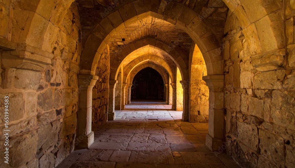 Ancient Stone Arches in Historic Ruins Highlighting Light Play and Architectural Beauty in Mysterious Passageways Ancient Stone Arches in Historic Ruins Highlighting Light Play and Architectural Beauty in Mysterious Passageways