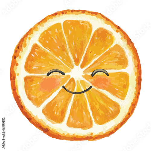 Smiling Orange Slice with Cheeks Expressing Joyful Fruity Happiness