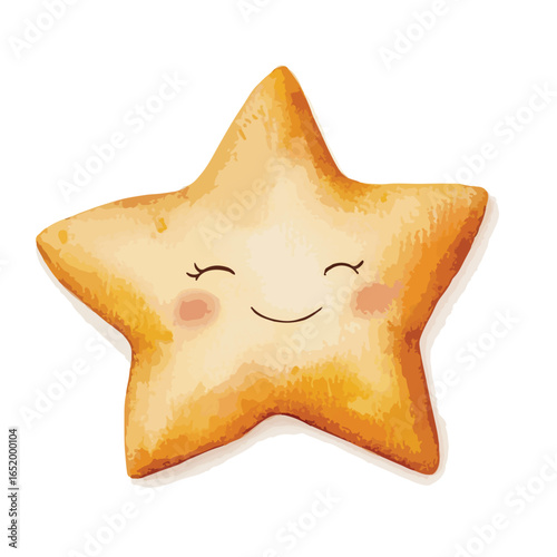 Smiling Star with Rosy Cheeks and Watercolor Texture Cheerful Expression