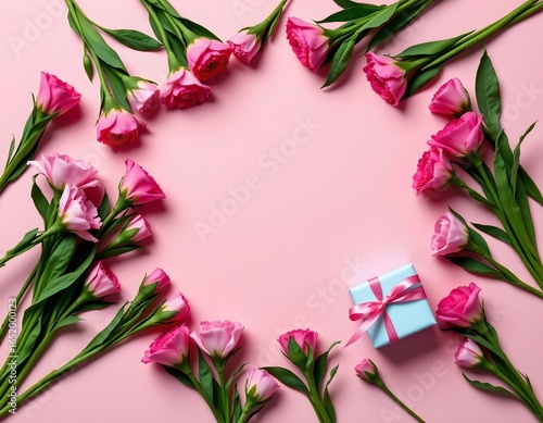 Delicate Pink Flowers with Gift Box Arrangement
